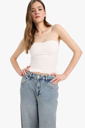 Coool Fitted Straplez Bürümcük Bluz