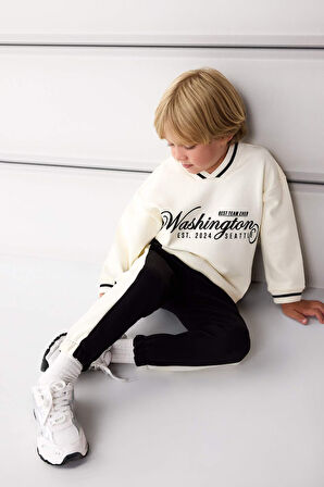 Erkek Bebek 2'li Takım Baskılı Sweatshirt Eşofman Altı 