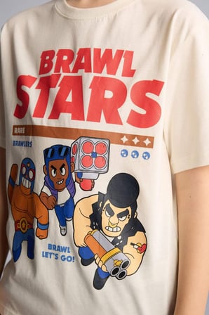 DeFacto %100 Pamuk Brawl Stars New Regular Fıt Bisiklet Yaka Kısa Kollu Tişört Erkek Çocuk G8946A826SMER99