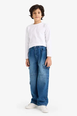 DeFacto %100 Pamuk Wıde Leg Cepli Jean Pantolon Erkek Çocuk G6165A826SPNM28