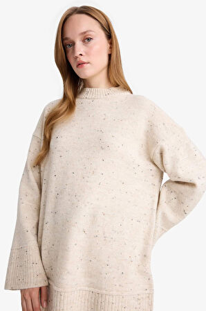 Loose Fit Bisiklet Yaka Triko Tunik
