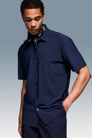 DeFacto Regular Fit Kısa Kollu Lacivert Gömlek G1050AX26SMNV253