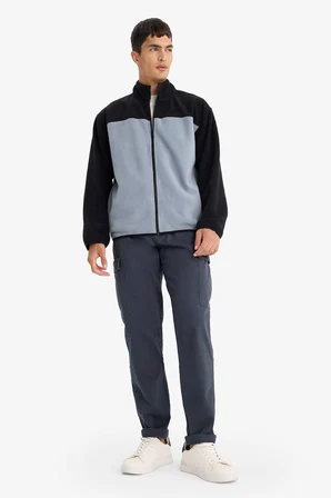 DeFacto Relax Fit Yarım Balıkçı Yaka Fermuarlı Polar Hırka F0449AX25AUBK81