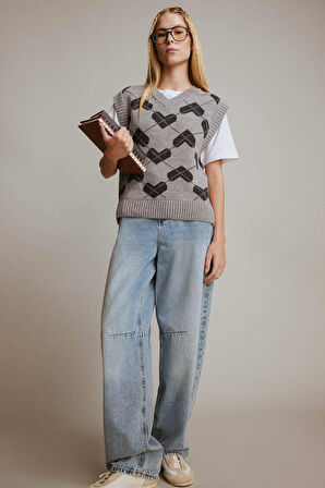 Coool Regular Fit V Yaka Desenli Süveter 