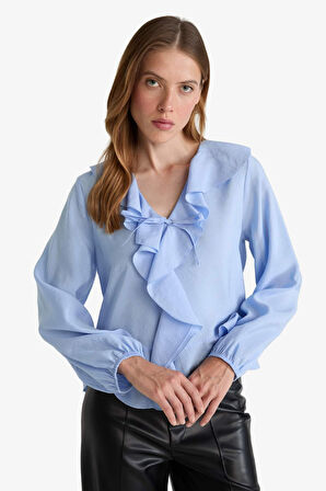 Regular Fit V Yaka Modal Uzun Kollu Bluz