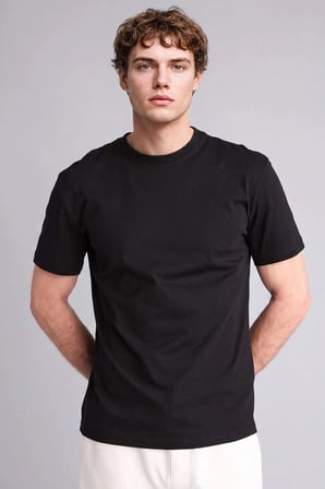 Defacto V7699AZBK81 Siyah %100 Pamuk NEW REGULAR FIT Basic Tişört