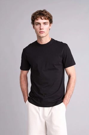 Defacto V7699AZBK81 Siyah %100 Pamuk NEW REGULAR FIT Basic Tişört