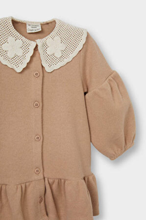 Kız Bebek Bebe Yaka Uzun Kollu Elbise