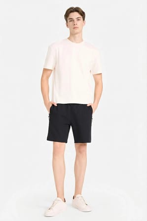 Defacto B8792AXBK81 Siyah Regular Fit Düz Paça Cepli Basic Şort