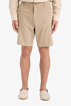 Regular Fit Dokulu Bermuda Şort