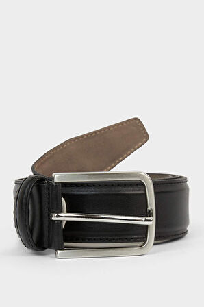 Erkek Dikdörtgen Toka Suni Deri Klasik Kemer