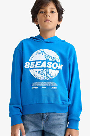 Erkek Çocuk Kapüşonlu Baskılı Sweatshirt