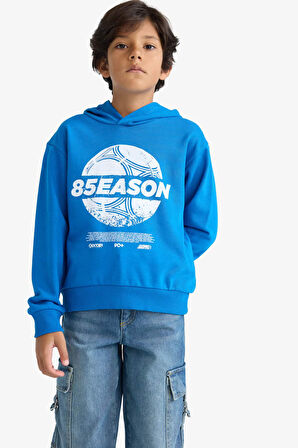 Erkek Çocuk Kapüşonlu Baskılı Sweatshirt