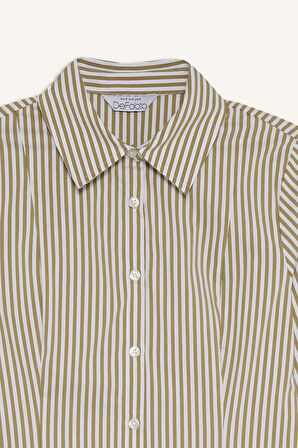 Fitted Gömlek Yaka Poplin Uzun Kollu Gömlek