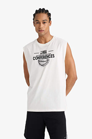 DeFactoFit NBA Wordmark Boxy Fit Bisiklet Yaka Atlet