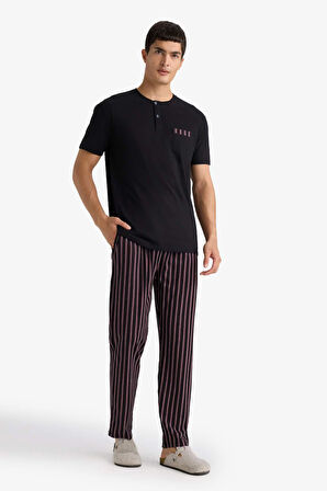 Pijama Takımı Regular Fit Kısa Kollu Üst Çizgili Uzun Alt