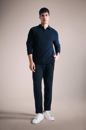 DeFacto %100 Yün Standart Fit Polo Yaka Kazak F3121AX25WNNV86