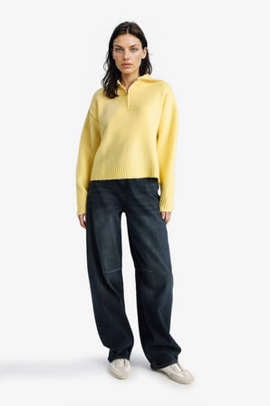 DeFacto Oversize Polo Yaka Yarım Fermuarlı Triko Kazak A8180AX25WNYL83