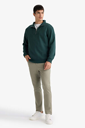 Regular Fit Yarım Balıkçı Yaka Fermuarlı Kalın Sweatshirt