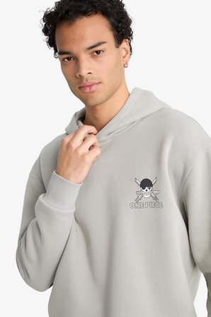 DeFacto One Piece Boxy Fit Kapüşonlu Sırt Baskılı Sweatshirt E9297AX25AUGR454