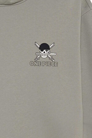 One Piece Boxy Fit Kapüşonlu Baskılı Sweatshirt