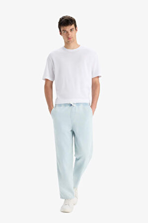 DeFacto %100 Pamuk Wide Leg Fit Geniş Kalıp Normal Bel Beli Lastikli Geniş Paça Yazlık Jean Pantolon C2045AX25SMNM63