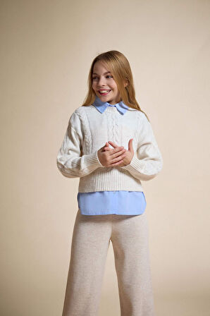 Kız Çocuk Bisiklet Yaka Triko Kazak