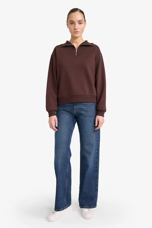 DeFacto Yarım Fermuarlı Balıkçı Yaka Basıc Sweatshirt G4761AX25WNBN267