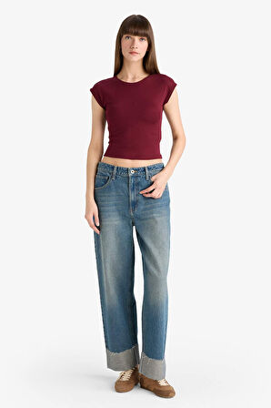 Slim Fit Dar Kesim Bisiklet Yaka Basic Düz Modal Kısa Kollu Tişört