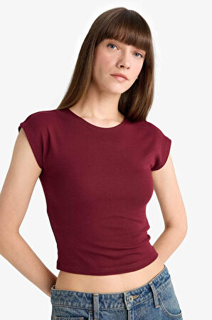 Slim Fit Dar Kesim Bisiklet Yaka Basic Düz Modal Kısa Kollu Tişört