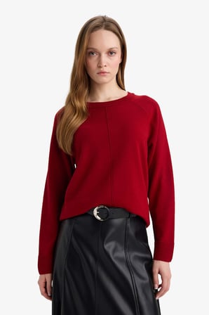 DeFacto Yün Karışımlı Regular Fit Bisiklet Yaka Triko Tunik G5867AX25WNRD344