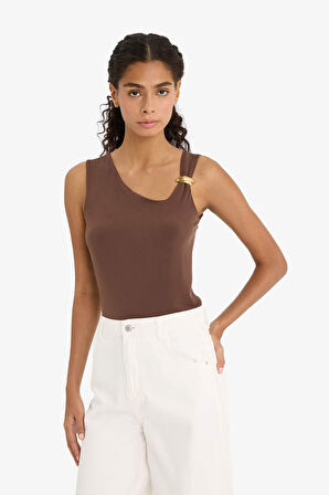 Slim Fit Dar Kesim Tek Omuzlu Atlet