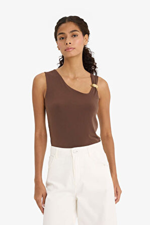 Slim Fit Dar Kesim Tek Omuzlu Atlet