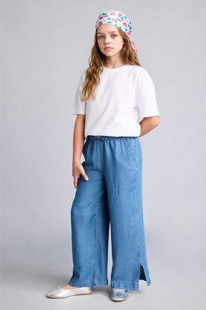 DeFacto Culotte Geniş Paça Orta Mavi Jean Pantolon Kız Çocuk G0252A826SMNM28