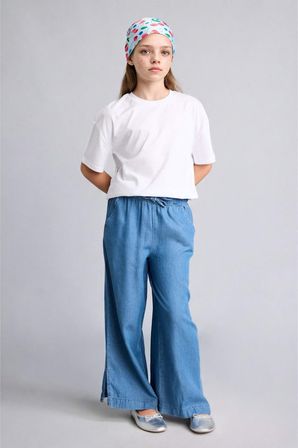 DeFacto Culotte Geniş Paça Orta Mavi Jean Pantolon Kız Çocuk G0252A826SMNM28