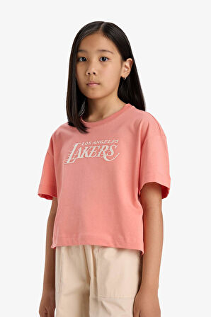 DeFacto Kız Çocuk NBA Los Angeles Lakers Loose Fit Bisiklet Yaka Kısa Kollu Tişört E7633A825HSOG606