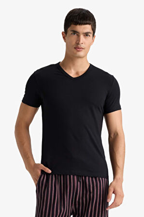 Slim Fit Dar Kesim V Yaka Üst