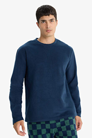 Pijama Takımı Regular Fit Polar Uzun Kollu Üst Ekose Desenli Uzun Alt