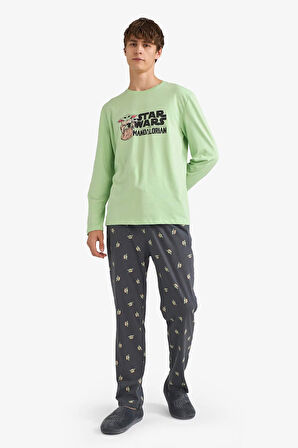 Star Wars-Mandalorian Pijama Takımı Uzun Kollu Üst Uzun Alt 
