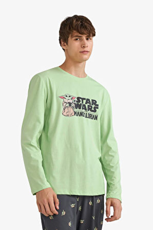 Star Wars-Mandalorian Pijama Takımı Uzun Kollu Üst Uzun Alt 