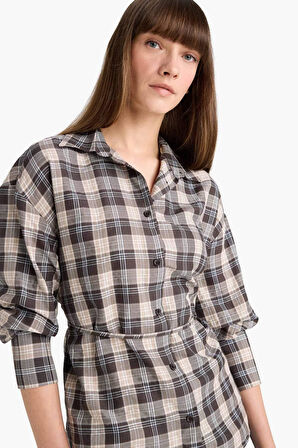 Oversize Geniş Kalıp Kareli Flanel Uzun Kollu Gömlek