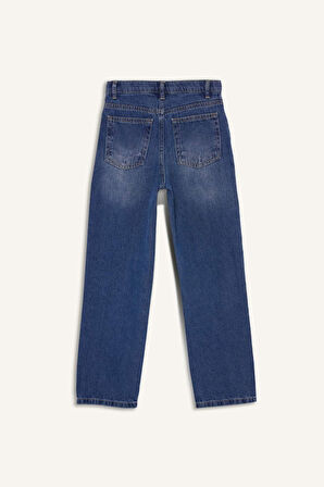 Erkek Çocuk Loose Fit Yırtık Detaylı Düz Paça Jean Pantolon