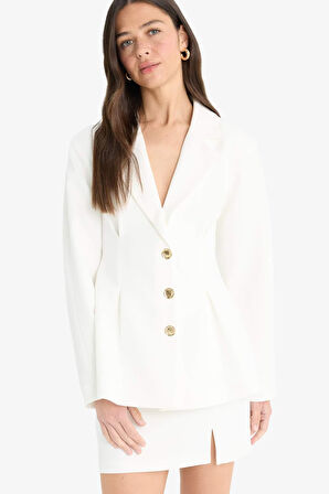 Fitted Krep Blazer Ceket
