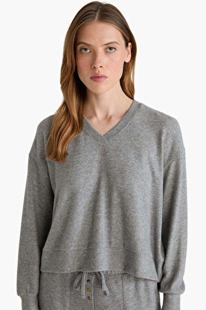 Regular Fit Uzun Kollu 2'li Velur Takım Fall in Love