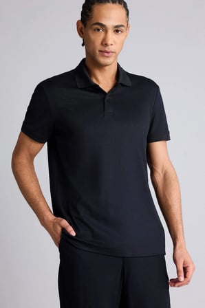 Defacto D9779AXBK81 Siyah Slim Fit Polo Yaka Sporcu Pike Kısa Kollu Tişört