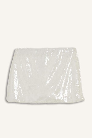 Coool Normal Bel Payetli Kumaş Mini Etek