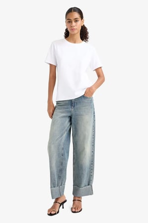 Regular Fit Bisiklet Yaka Basic Düz Premium Kısa Kollu Tişört