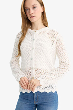 Regular Fit Bisiklet Yaka Triko Hırka