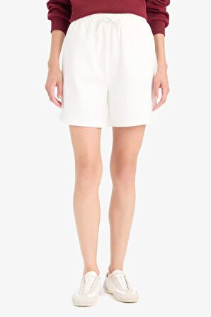 Beli Bağcıklı Basic Düz Bermuda Şort