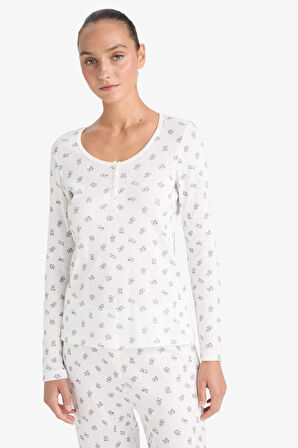Pijama Takımı Desenli Uızun Kollu Üst Uzun Alt-Fall in Love